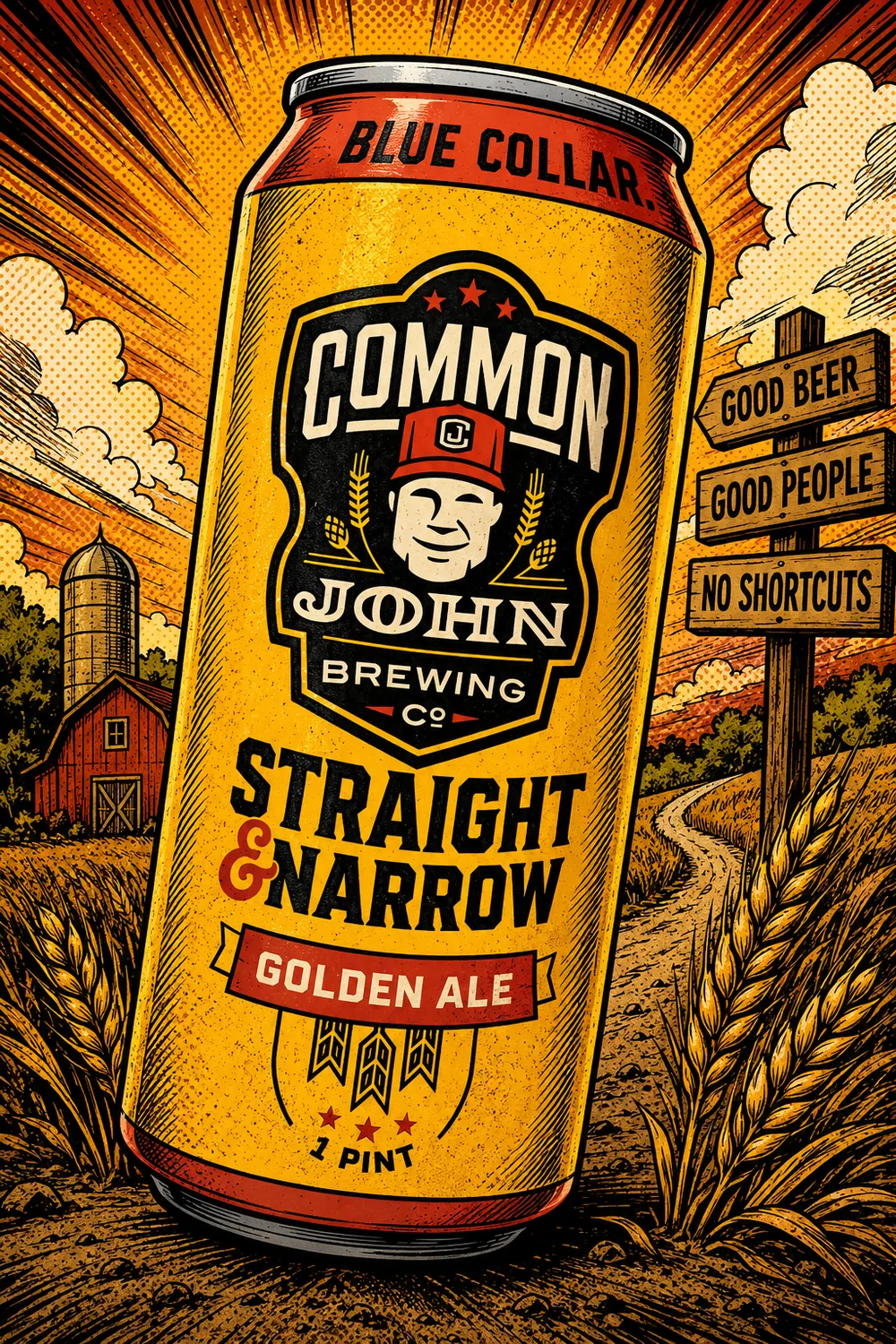 Straight & Narrow Golden Ale can - Common John Brewing Co.